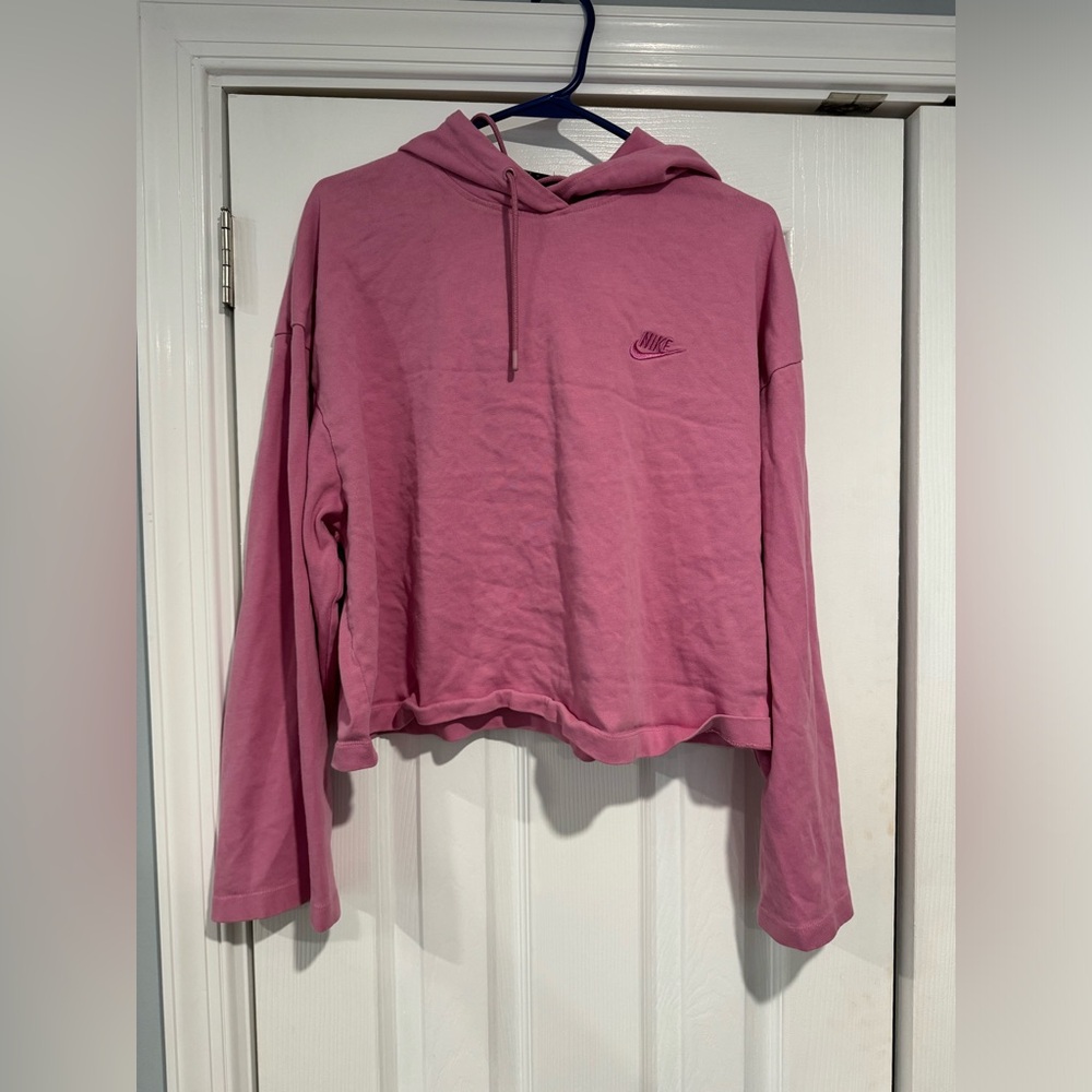 Nike pink cropped hoodie